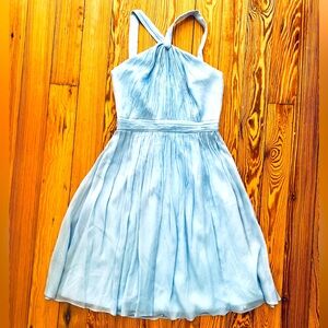 J. Crew Light Blue Silk Halter Sleeveless Occasion Formal Dress 0